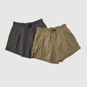 Bundle of 2 Target Women's High-Rise Shorts All in Motion S-M Blue & Olive Green